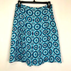 Ann Taylor Petites Silk Skirt Scales Midi Pleated Luxury Colorful Formal Blue
